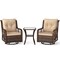 Mix Brown Rattan 3-Piece Patio Set, Swivel Rocking Chairs and Glass Side Table